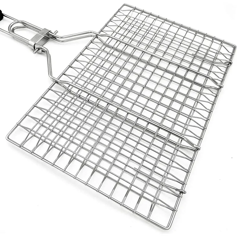 Stainless Steel BBQ Grill Basket Foldable Vegetable Grilling Rack