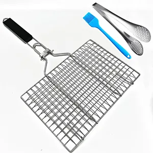 Stainless Steel BBQ Grill Basket Foldable Vegetable Grilling Rack
